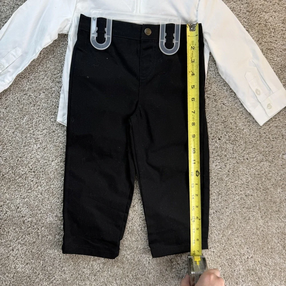 George Outfit Set Baby Boys 24M White Shirt Black Pants Dressy Formal Wedding